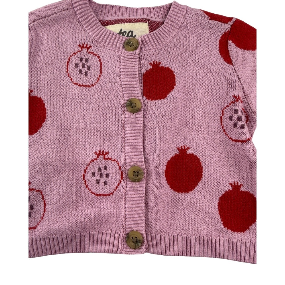 NWT Tea Collection Baby Cardigan 6-9 Months Pink Pomegranate Knit Sweater - Picture 3 of 5